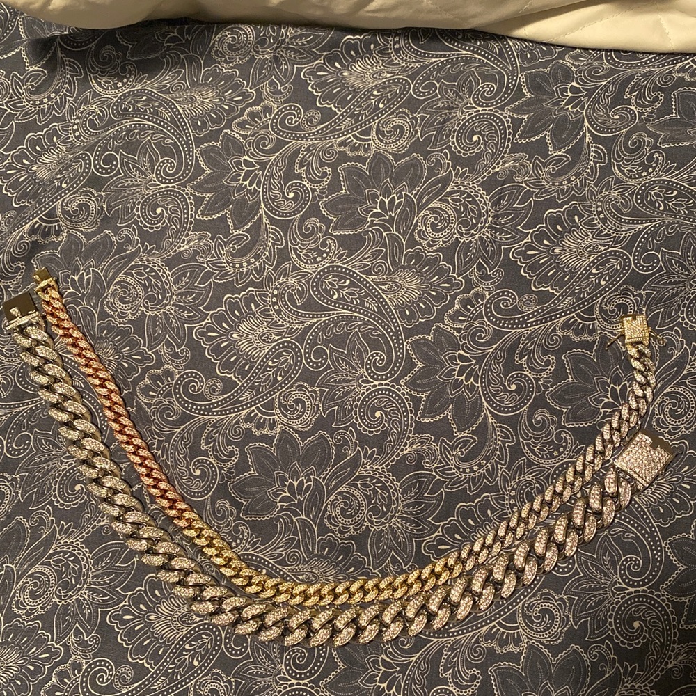 gldshop Diamond Cuban Link&Tri Colored Cuban Link